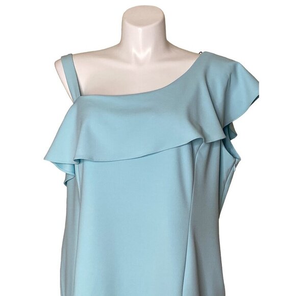Julia Jordan One Strap Ruffle Shoulder Dress, Light Blue Women's Size 20W - Picture 2 of 10